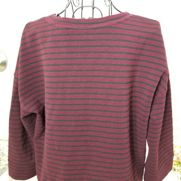 Lou & Grey Burgundy Striped Oversized Top - Picture 2 of 5